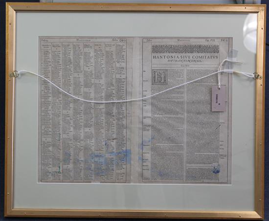 John Speed Map of Hantshire, Described and Devided, 15 x 20.25in.